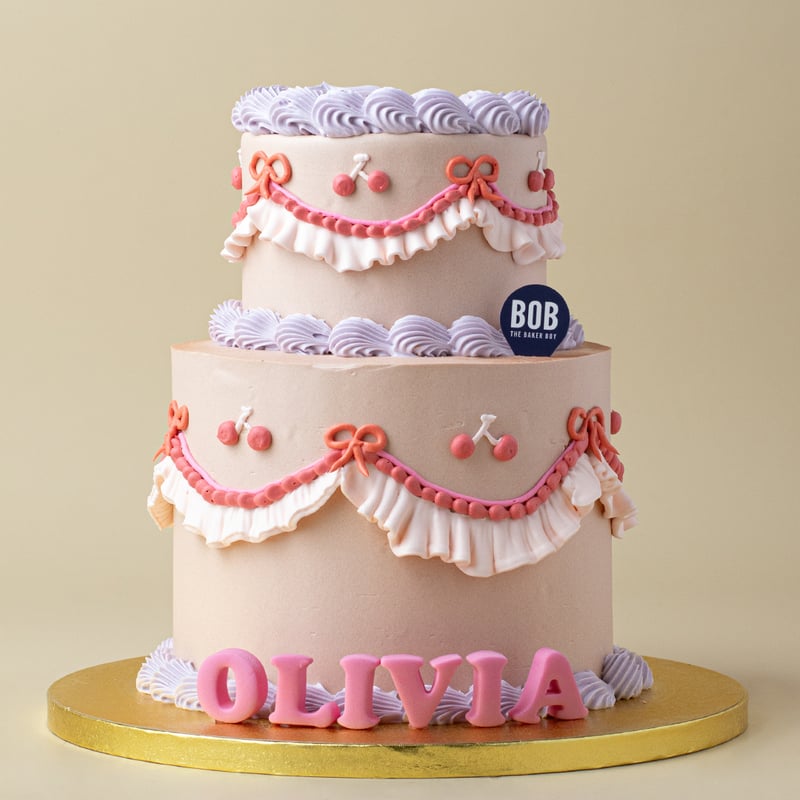 Pastel Pink and Lavender Vintage Cake